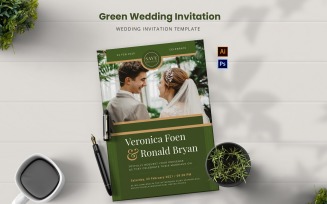 Green Wedding Invitation Template