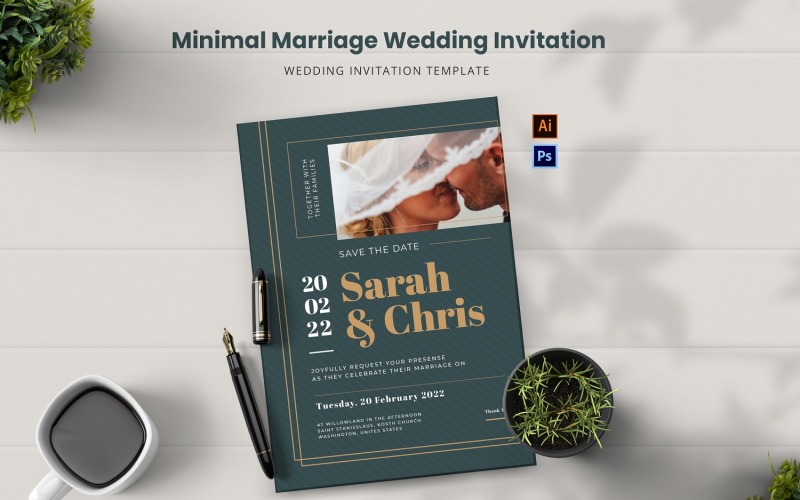 Minimal Marriage Wedding Invitation Corporate Identity