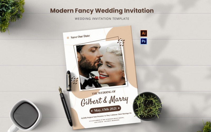 Modern Fancy Wedding Invitation Corporate Identity