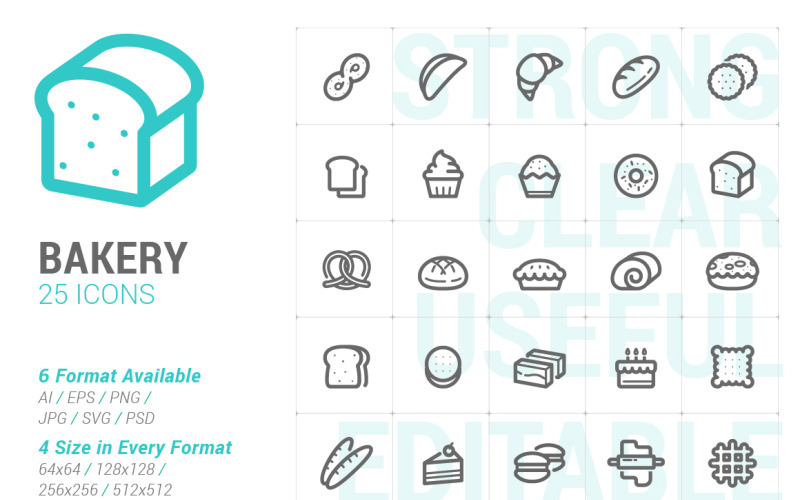 Bakery & Sweet Mini Icon Icon Set