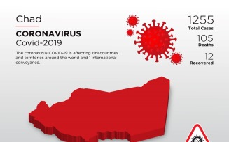 Chad Affected Country 3D Map of Coronavirus Corporate Identity Template