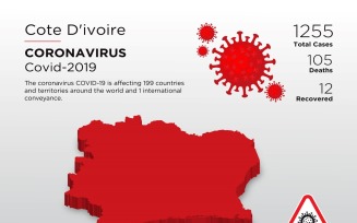 Cote d'Ivoire Affected Country 3D Map of Coronavirus Corporate Identity Template