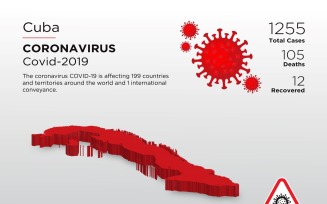 Cuba Affected Country 3D Map of Coronavirus Corporate Identity Template