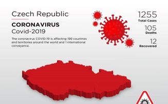 Czech Republic Affected Country 3D Map of Coronavirus Corporate Identity Template