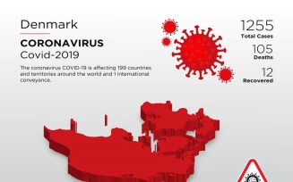 Denmark Affected Country 3D Map of Coronavirus Corporate Identity Template