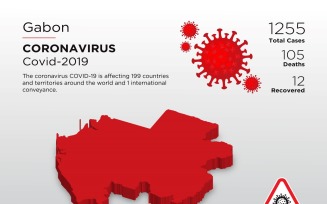 Gabon Affected Country 3D Map of Coronavirus Corporate Identity Template
