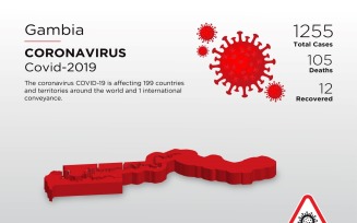 The Gambia, Affected Country 3D Map of Coronavirus Corporate Identity Template