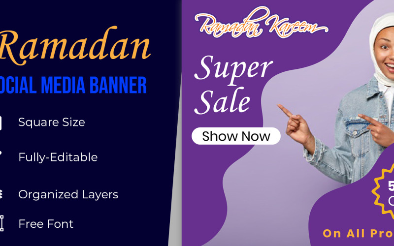 Mubarak Ramadan Islam Celebration Sale Banner Corporate Identity