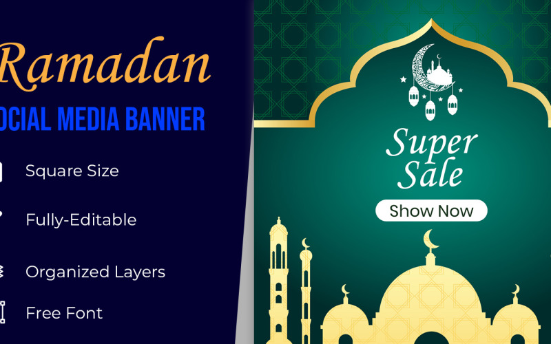 Ramadan Celebration Sale Social Media Greeting Banner Corporate Identity