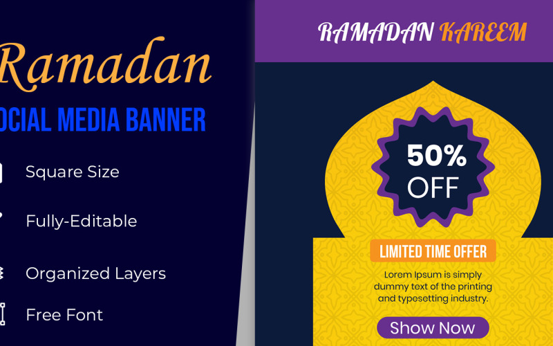 Ramadan Frame Celebration Sale Social Media Banner Corporate Identity