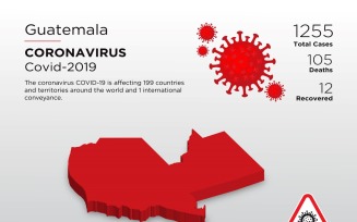 Guatemala Affected Country 3D Map of Coronavirus Corporate Identity Template