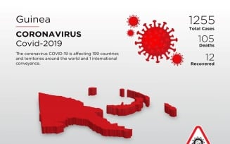 Guinea Affected Country 3D Map of Coronavirus Corporate Identity Template