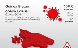 Guinea-Bissau Affected Country 3D Map of Coronavirus Corporate Identity Template