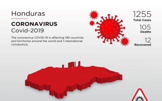 Honduras Affected Country 3D Map of Coronavirus Corporate Identity Template
