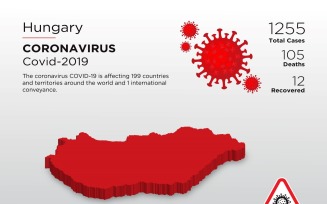 Hungary Affected Country 3D Map of Coronavirus Corporate Identity Template