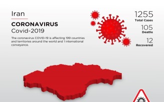 Iran Affected Country 3D Map of Coronavirus Corporate Identity Template