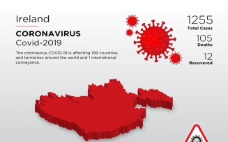 Ireland Affected Country 3D Map of Coronavirus Corporate Identity Template