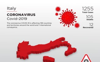 Italy Affected Country 3D Map of Coronavirus Corporate Identity Template