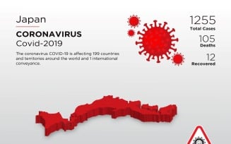 Japan Affected Country 3D Map of Coronavirus Corporate Identity Template