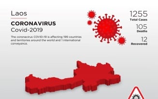 Laos Affected Country 3D Map of Coronavirus Corporate Identity Template