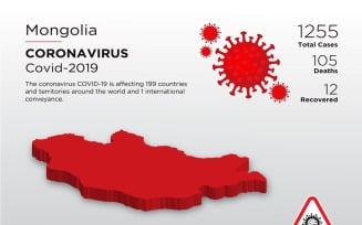 Mongolia Affected Country 3D Map of Coronavirus Corporate Identity Template
