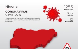 Nigeria Affected Country 3D Map of Coronavirus Corporate Identity Template