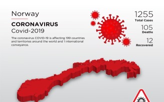 Norway Affected Country 3D Map of Coronavirus Corporate Identity Template