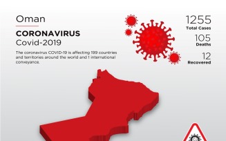 Oman Affected Country 3D Map of Coronavirus Corporate Identity Template