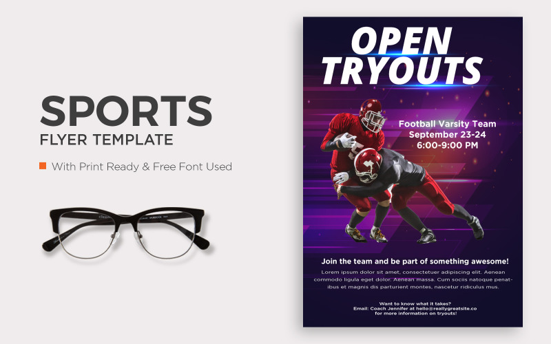 Open Tryouts Sports Flyer Design Corporate Identity