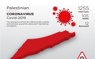 Palestinian Affected Country 3D Map of Coronavirus Corporate Identity Template