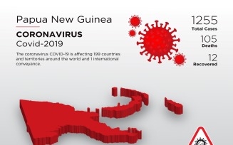Papua New Guinea Affected Country 3D Map of Coronavirus Corporate Identity Template