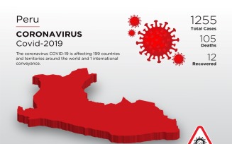 Peru Affected Country 3D Map of Coronavirus Corporate Identity Template