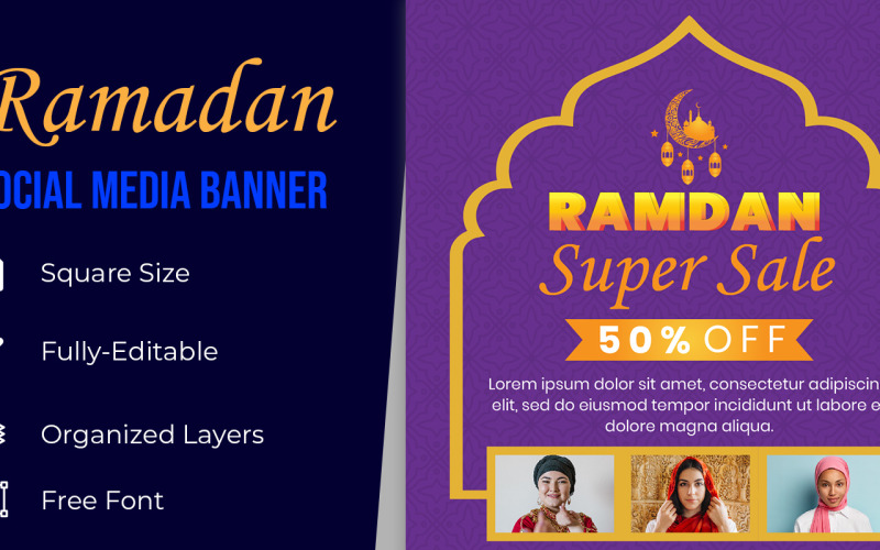 Ramadan Celebration Sale Social Media Vector Corporate Identity