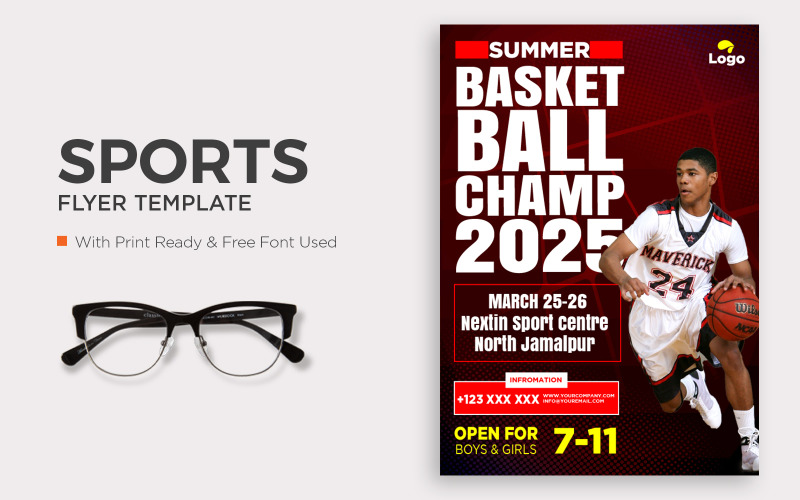 Summer Basket Ball Flyer Template Corporate Identity