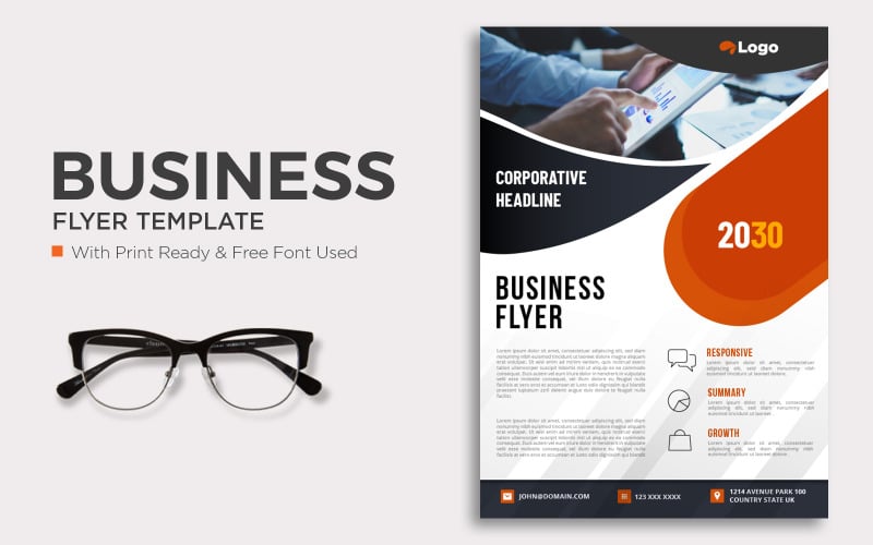 Business flyer template with Photo Corporate Identity