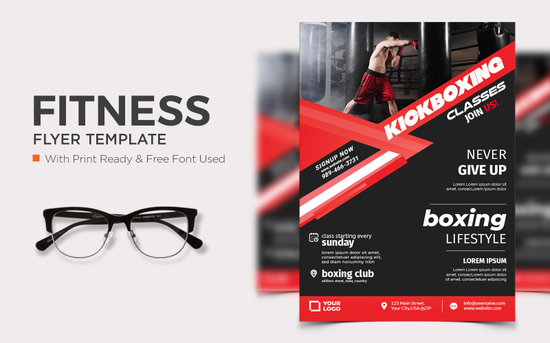 Fitness Concept Poster Template for Boxing Corporate Identity