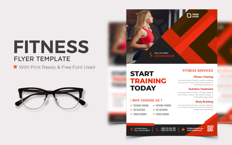 Fitness Flyer poster design with photo Corporate Identity