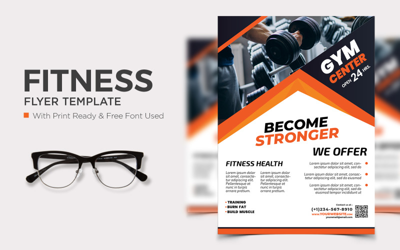 Gym Center Flyer with Fit Man Corporate Identity