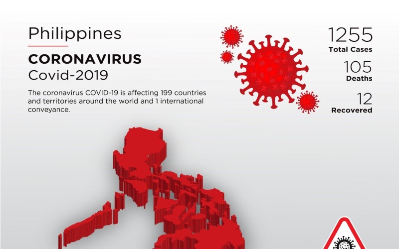 Philippines Affected Country 3D Map of Coronavirus Corporate Identity Template