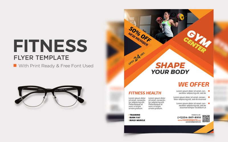 Poster Template for Gym Fitness Vector Corporate Identity