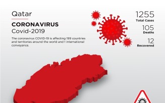 Qatar Affected Country 3D Map of Coronavirus Corporate Identity Template