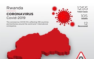 Rwanda Affected Country 3D Map of Coronavirus Corporate Identity Template