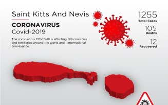 Saint Kitts and Nevis Affected Country 3D Map of Coronavirus Corporate Identity Template