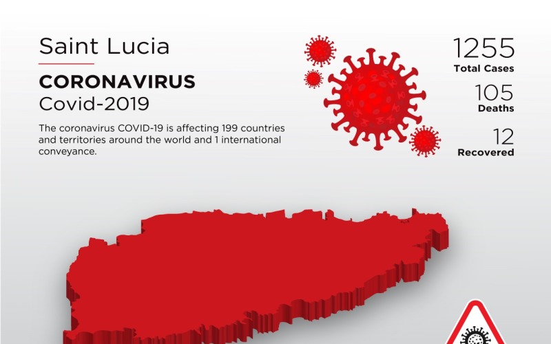Saint Lucia Affected Country 3D Map of Coronavirus Corporate Identity Template