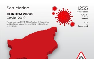 San Marino Affected Country 3D Map of Coronavirus Corporate Identity Template
