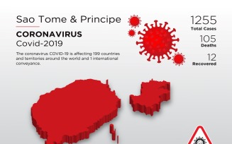 Sao Tome and Principe Affected Country 3D Map of Coronavirus Corporate Identity Template