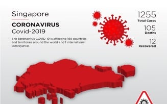 Singapore Affected Country 3D Map of Coronavirus Corporate Identity Template
