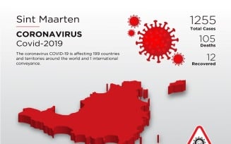 Sint Maarten Affected Country 3D Map of Coronavirus Corporate Identity Template