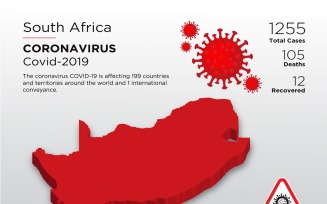 South Africa Affected Country 3D Map of Coronavirus Corporate Identity Template