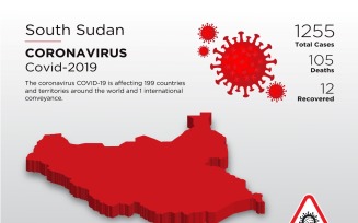 South Sudan Affected Country 3D Map of Coronavirus Corporate Identity Template